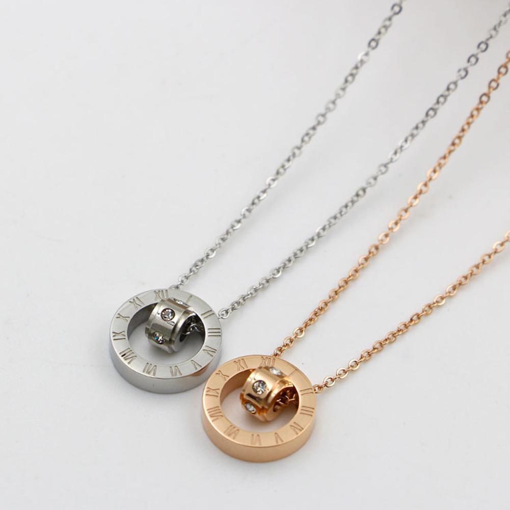 Fashion- lovely Roman Numerals Round Pendant Necklace Link Chain Clothing Accessories