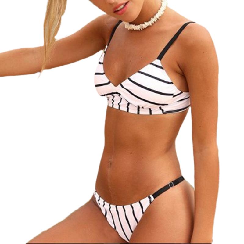 Women Stripe Bikini Set Push Up Padded Top Low Waist Thong 2 Piece Split Swimsuit Swimming Suit For Women Party Clothes, As photo shows
Women Stripe Bikini Set Push Up Padded Top Low Waist Thong 2 Piece Split Swimsuit Swimming Suit For Women Party Clothes, As photo shows