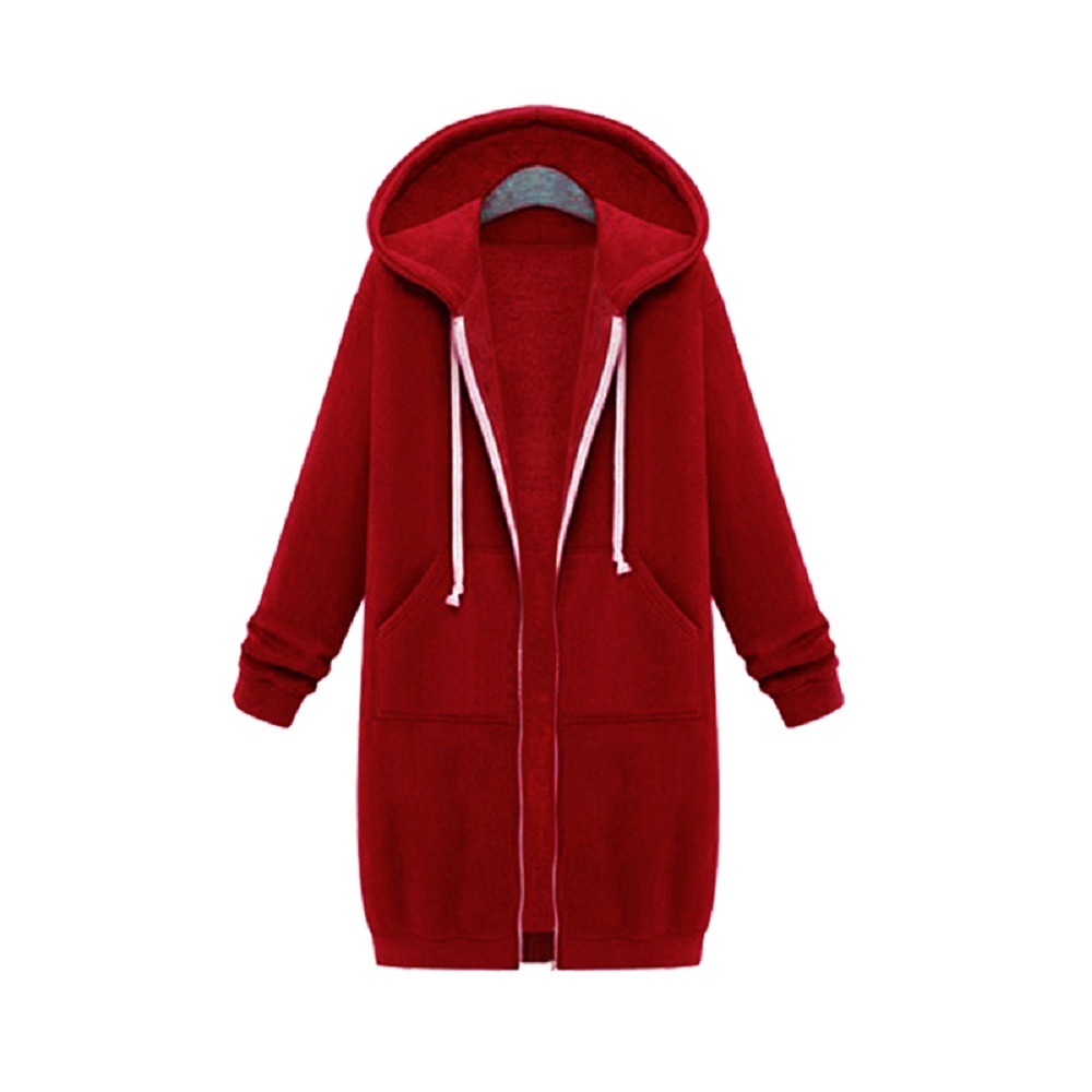 Wipalo Plus Size Women'S Zip Up Hooded Longline Hoodies Ladies Long Sleeve Autumn.Winter Sweatshirt Coat Casual Jacket Top S-5XL Y200107
