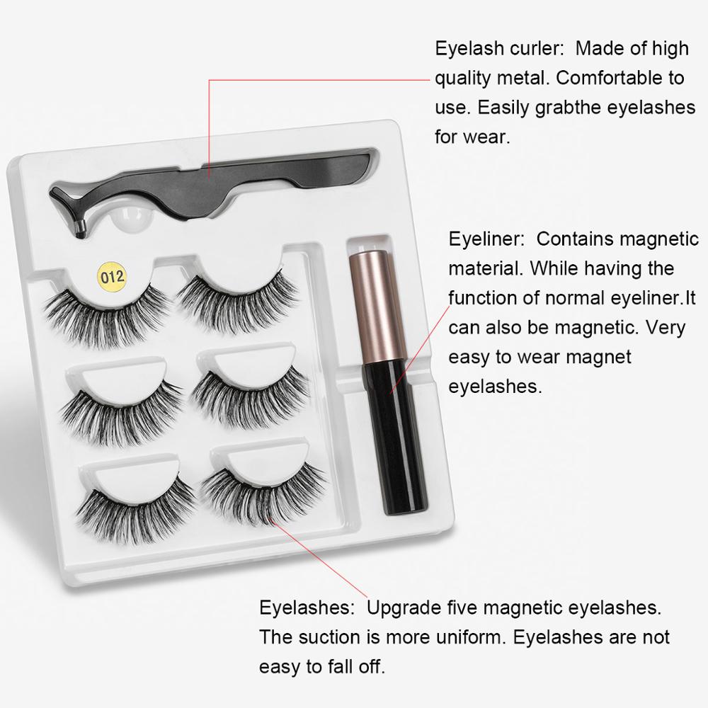 Hot Sell Magnetic Eyelashes with Eyeliner & 5 Magnet False Eyelash Tweezer Set Waterproof Long Lasting Eyelash Extension