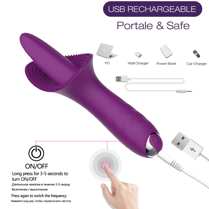 Licking Tongue Vibrator for Women AV Magic Wand Orgasm Clit stimulation Nipple Massage G spot Vibrator Sex Toys for Women Adult Y191214