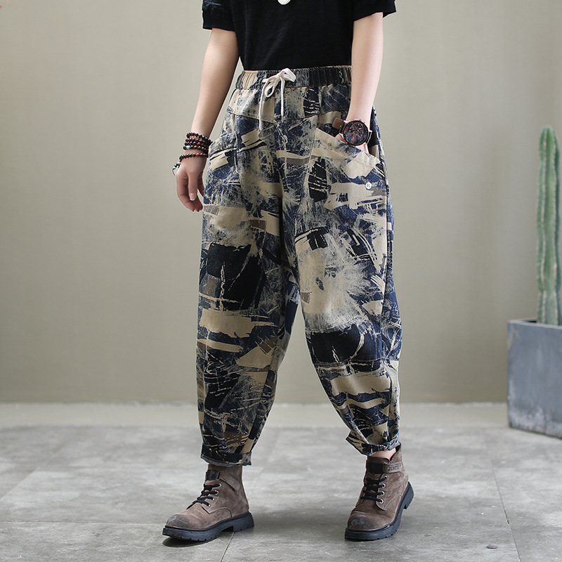 Spring Denim Jeans Women Retro Painted Washed Bleached Vintage Drawstring Loose Wide Female Full-Length Harem Pants Tide, Black
Spring Denim Jeans Women Retro Painted Washed Bleached Vintage Drawstring Loose Wide Female Full-Length Harem Pants Tide, Black