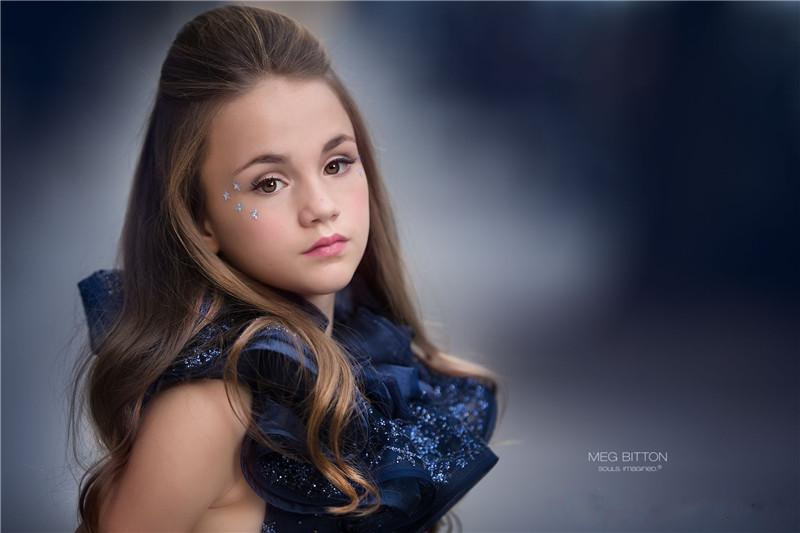 luxury royal blue girls pageant dresses princess ball gown crew neck with big sequins ruffles kids formal flower girls dresses