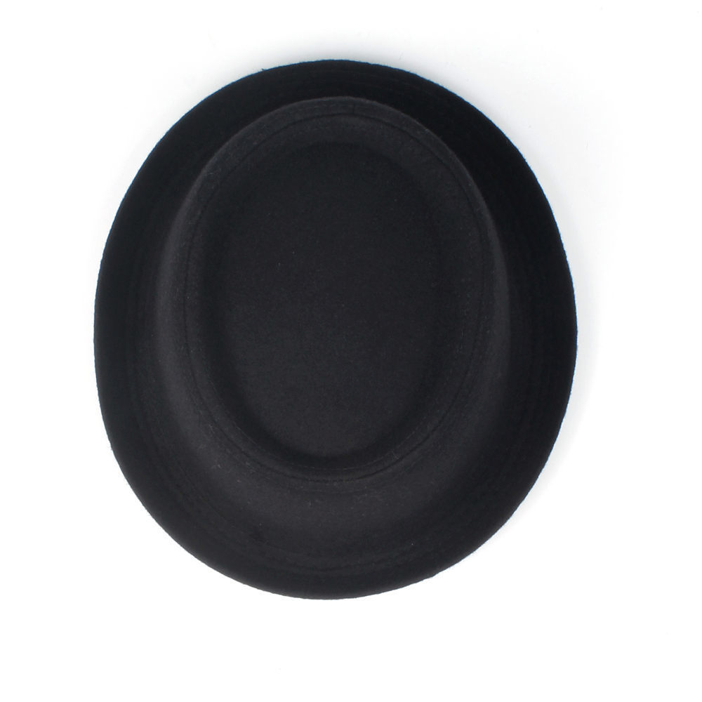 100 Wool Men Pork Pie Hat For Dad Winter Black Fedora Hat For Gentleman Flat Bowler Porkpie Top Hat Size S M L Xl Y19070503