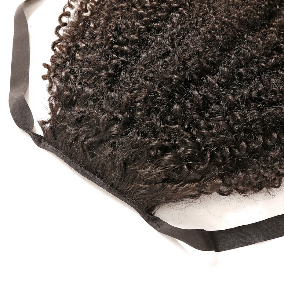 Chic kinky curly ribbon drawstri ponytail Gorgeous eye-catching ponytail hairstyle 1pcs human hair pony tail 16inch
