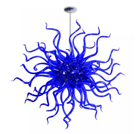 Modern Minimalist Design LED Light Source High Quality Contemporary European Italian Style Blue Hand Blown Murano Glass Chandelier