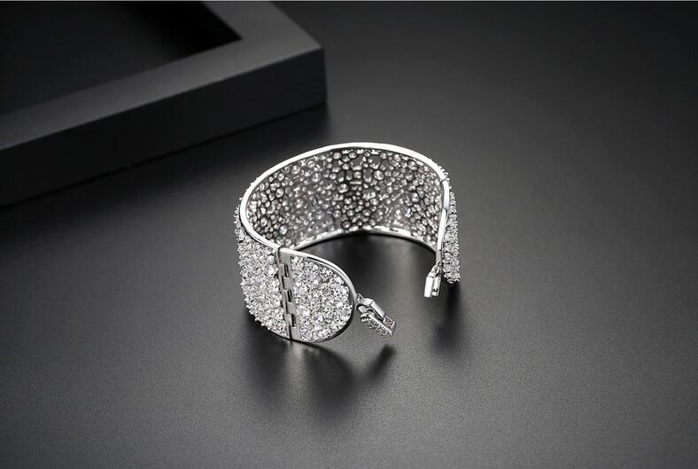 Choucong Luxury Jewelry 925 Sterling Silver Full White Topaz Bridal Bangle CZ Diamond Gemstones Party Women Wedding Bangles Gift