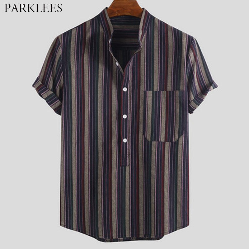 Hit Color Striped Summer Mens Shirt 2020 Retro Casual Shirts for Mens Stand Collar Button Men Short Sleeve Shirt Chemise Homme, Red
Hit Color Striped Summer Mens Shirt 2020 Retro Casual Shirts for Mens Stand Collar Button Men Short Sleeve Shirt Chemise Homme, Red