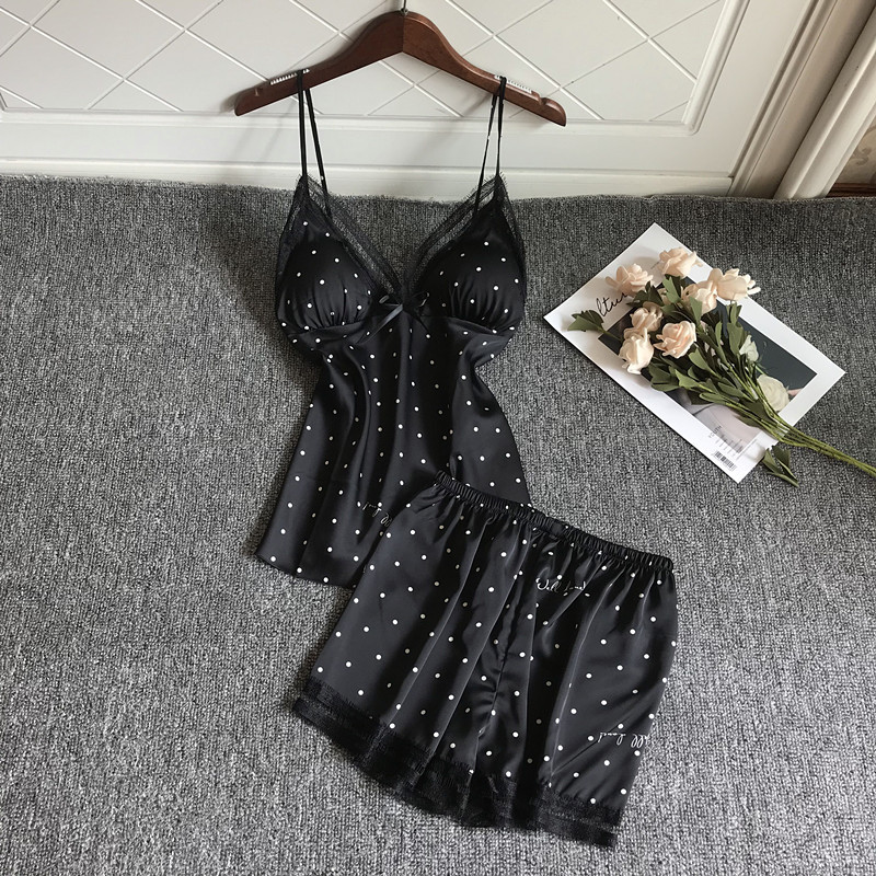 BZEL Home Clothes For Women Cute Polka Dot Women's Sleepwear Sexy Satin Pajama Set Cami Top And Shorts For Summer Pyjama Femme 
BZEL Home Clothes For Women Cute Polka Dot Women's Sleepwear Sexy Satin Pajama Set Cami Top And Shorts For Summer Pyjama Femme