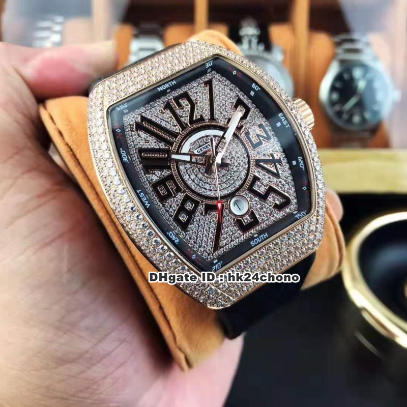 2 Style Best Vanguard 18K Rose Gold Full Diamonds Autoamtic Mens Watch V45 SC DT NR 5N Rice Diamond Dial Leather Strap Gents Watches
2 Style Best Vanguard 18K Rose Gold Full Diamonds Autoamtic Mens Watch V45 SC DT NR 5N Rice Diamond Dial Leather Strap Gents Watches