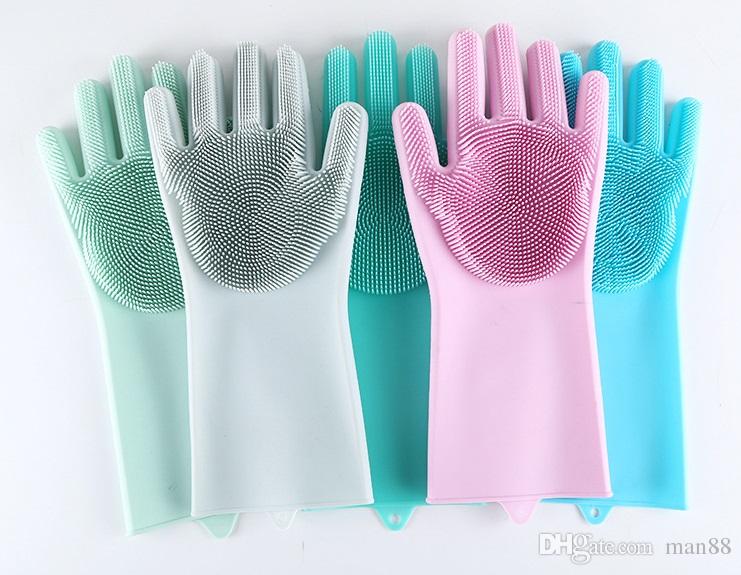 Silicone dishwashing gloves dishwashing brush housework gloves kitchen cleaning gloves