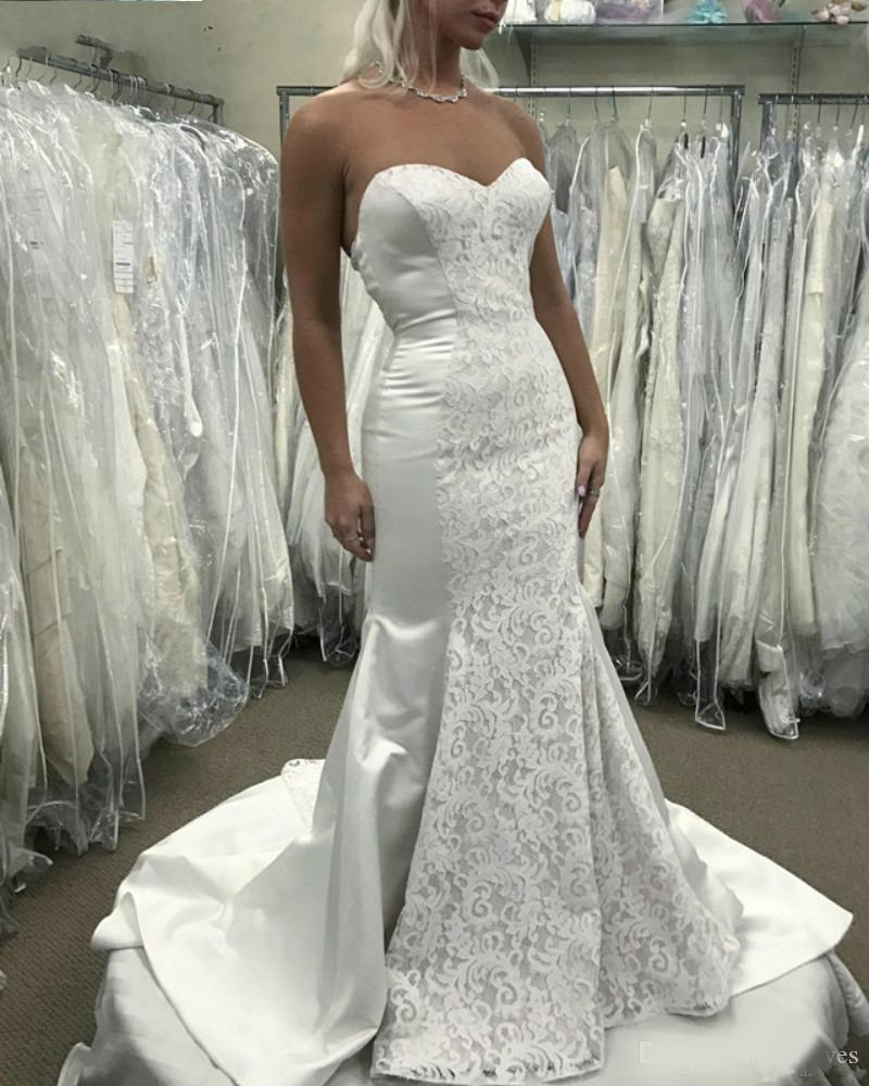 Vintage Mermaid Wedding Dresses 2020 Lace Sweetheart Backless Sexy Castle Bridal Gowns Satin Court Train Vestidos De Novia Plus Size