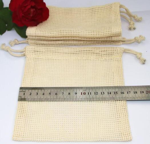 Reusable Bags Organic Cotton Washable Mesh Bags for Grocery Shopping Fruit Vegetable Organizer Storage Bag