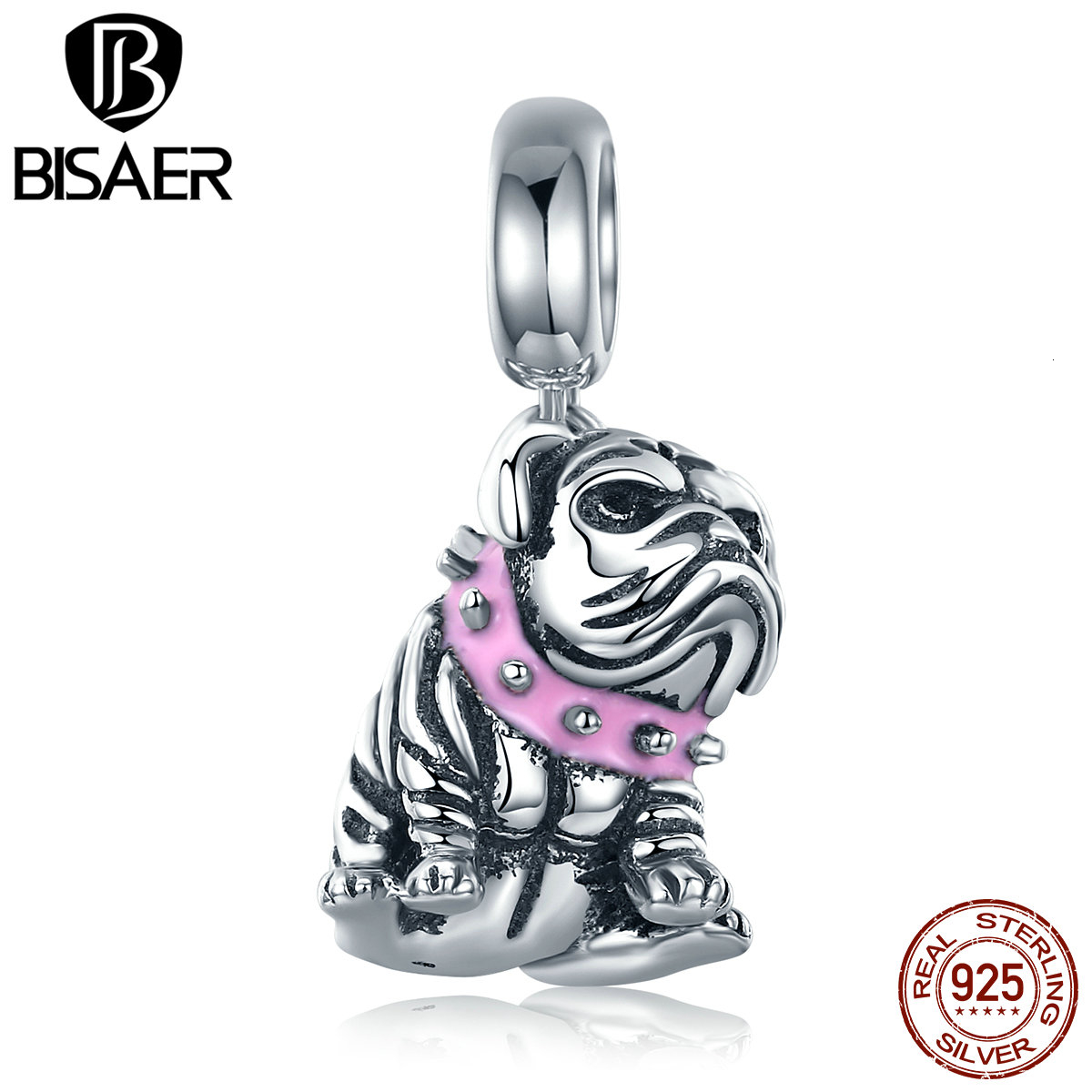 Authentic 100% 925 Sterling Silver Cute Animal English Bulldog French Pendant Bead Fit Original Charms Bracelet Jewelry Making CJ191116