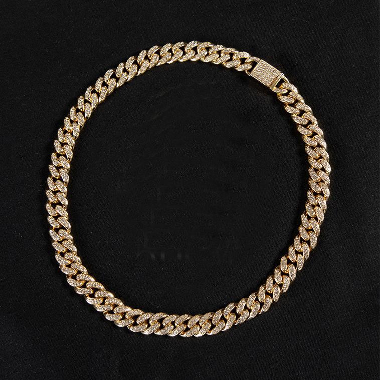 3 Colors 13mm Hiphop Mens Full Red Diamond Cuban Link Chain Necklace Bracelet guys Bling Curb Choker Chains Miami Rapper Jewelry for Men