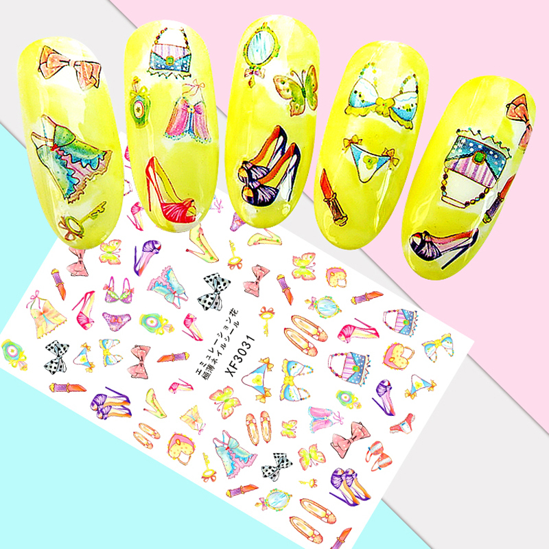 Diy Nail Art Decoration Manicure Umbrella Flower Nail Sticker Bow Nails Stickers Decal Cartoon Dress Up Love Stickers For Nails