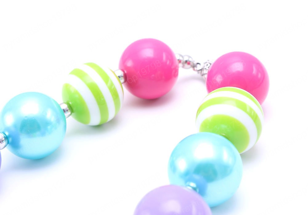 Kids Chunky Beads Necklace Cute Purple Big Flower Girls Chunky Bubblegum Necklace For Party Gift Jewelry Handmade