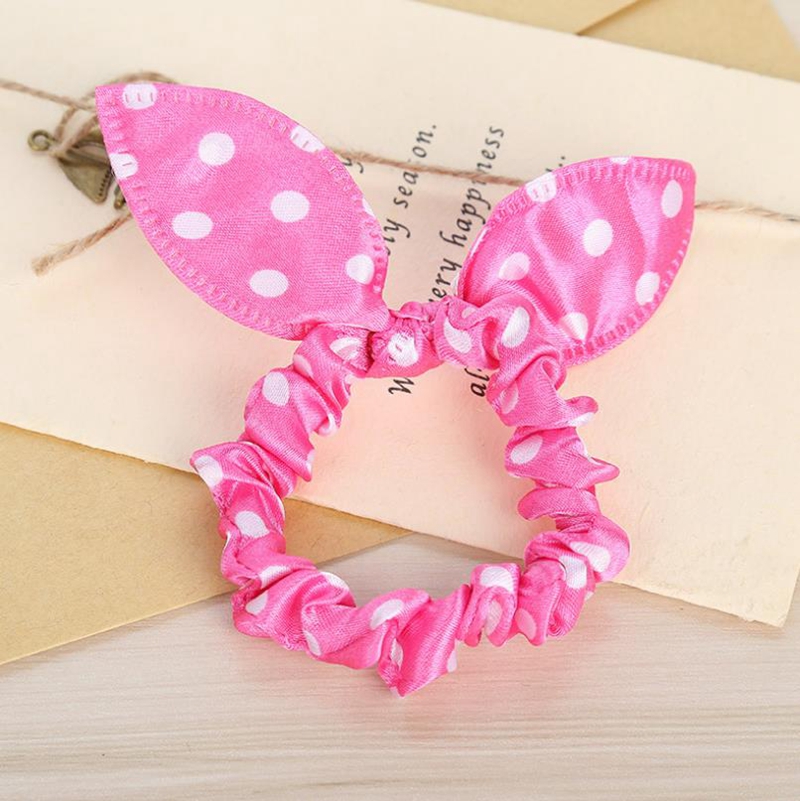 Rabbit Ears Hairband Elastic Hair Bands Polka Dot Ponytail Holders Fashion Women Girls Rubber Bands Scrunchie Hair Accessories 16 Color 4922