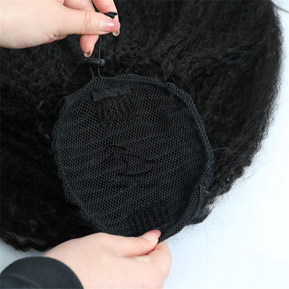 Afro Kinky straight Human Hair Ponytail For Black Women Brazilian Virgin Hair Drawstring Ponytail Hair Extensions 10-20 inch