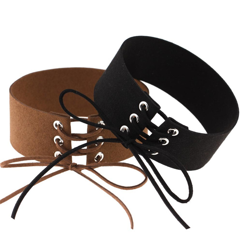 solid color Flannelet Lace up Tattoo Choker Necklace Collar women necklace fashion jewelry will and sandy gift261s