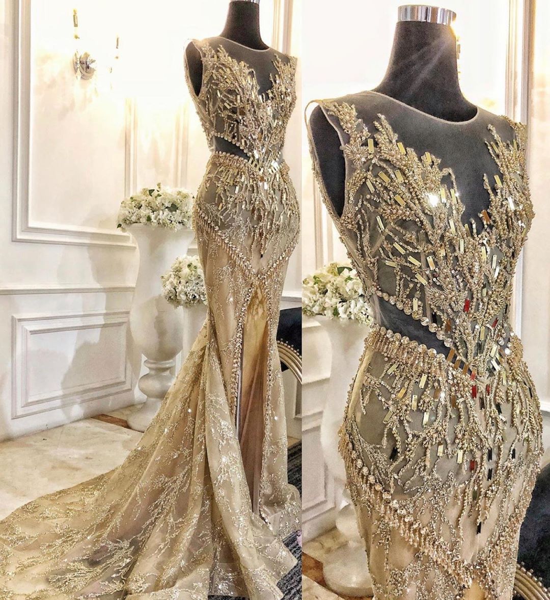Gorgeous Beaded Mermaid Lace Evening Dresses Sheer Jewel Neck Front Split Prom Gowns Sequined Sweep Train Plus Size Formal Dress, Light sky blue
Gorgeous Beaded Mermaid Lace Evening Dresses Sheer Jewel Neck Front Split Prom Gowns Sequined Sweep Train Plus Size Formal Dress, Light sky blue
