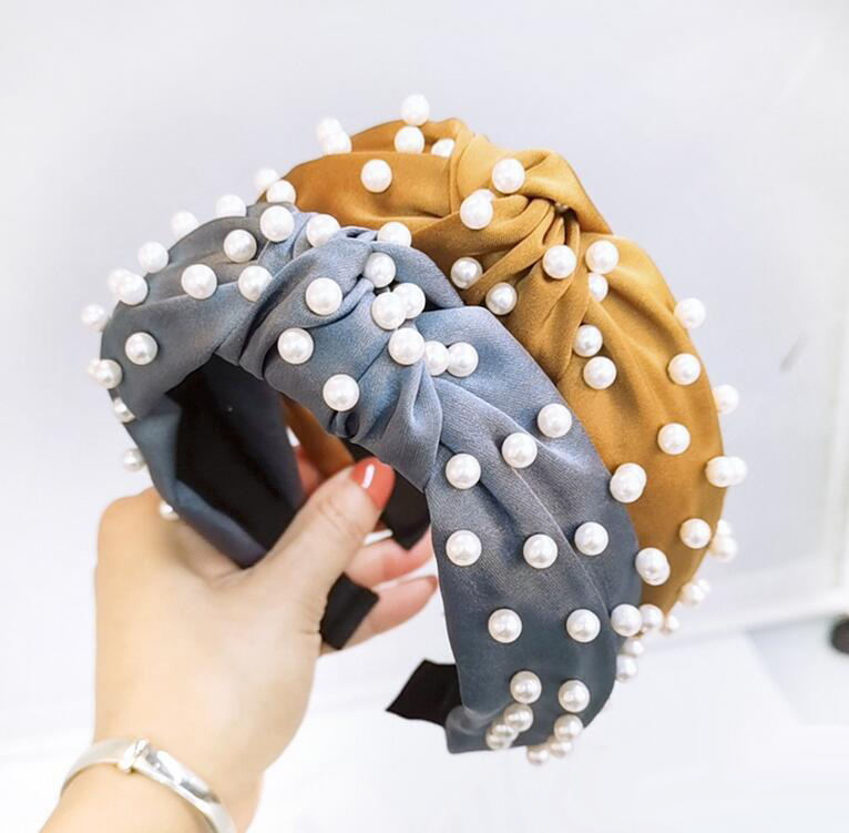 NEW Pearl Headband Simple Knotted Hair Hoop Headdress Bow Design hairband Boutique Hair Sticks Charming Hair Accessory Free Ship