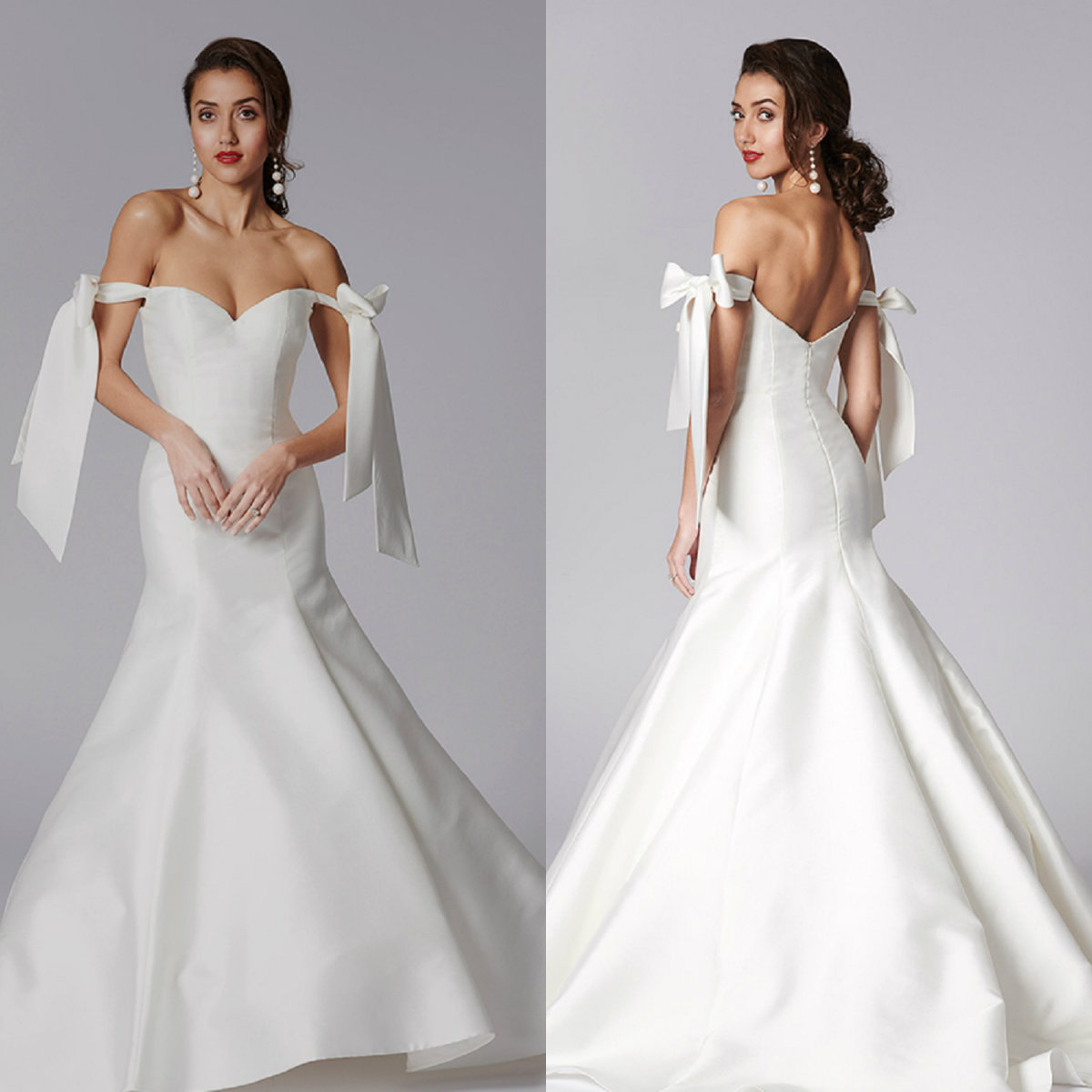 Elegant Mermaid Wedding Dresses Off Shoulder Sleeveless Bow Satin Bridal Gowns Sweep Train Robes De Mariée, Light sky blue
Elegant Mermaid Wedding Dresses Off Shoulder Sleeveless Bow Satin Bridal Gowns Sweep Train Robes De Mariée, Light sky blue