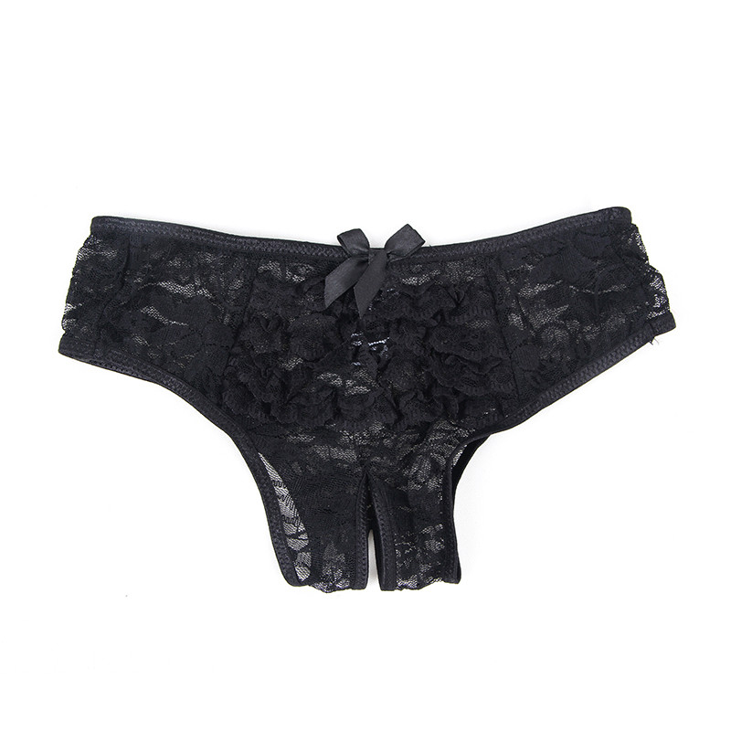 Sexy Tanga with Bowknot Panties Women Cheeky Low Waist Lace and Mesh Underwear Lingerie Plus Size 5XL 6XL Crotchless Bragas Mujer