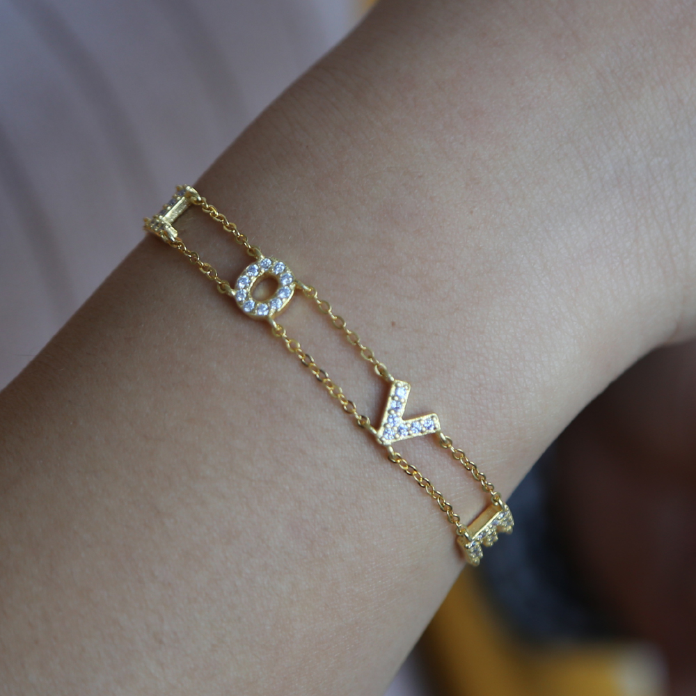 925 Sterling silver lover bracelet for 2019 valentines fine jewelry gift cz L O V E letter customize name jewelry
