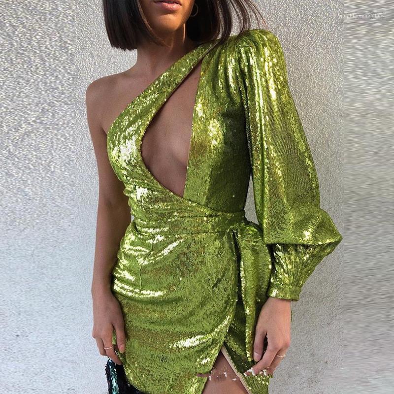 Dresses Fashion Sexy One Shoulder Hollow Out Night Club Party Dresses Green Asymmetrical Dress Sequins Women Designer
Dresses Fashion Sexy One Shoulder Hollow Out Night Club Party Dresses Green Asymmetrical Dress Sequins Women Designer