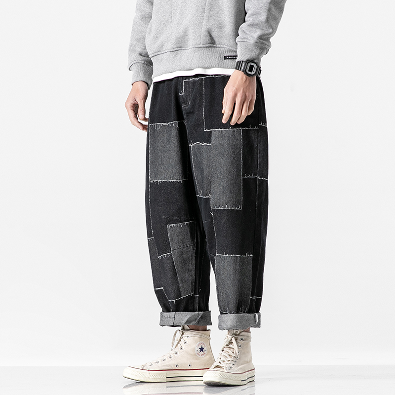 Male Japan Streetwear Hip Hop Jeans Trousers Men Patch Design Loose Casual Denim Ankle Length Harem Pant, Black
Male Japan Streetwear Hip Hop Jeans Trousers Men Patch Design Loose Casual Denim Ankle Length Harem Pant, Black