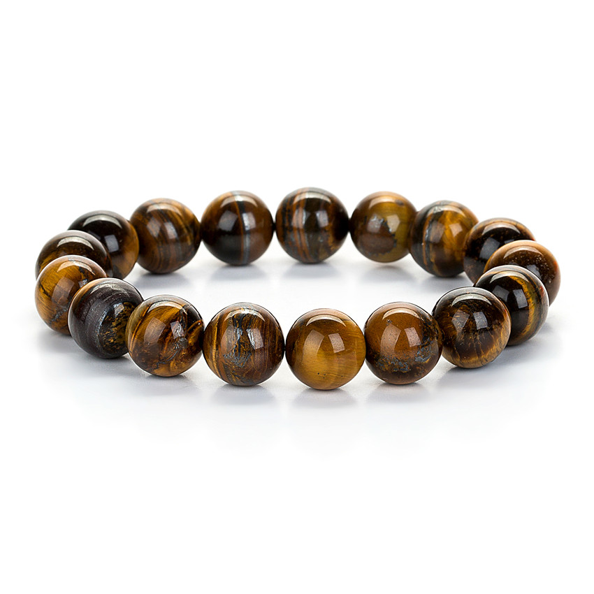 Bead Bracelet Tiger Eye 12mm Men's Mature Charm Wrist Ornament
