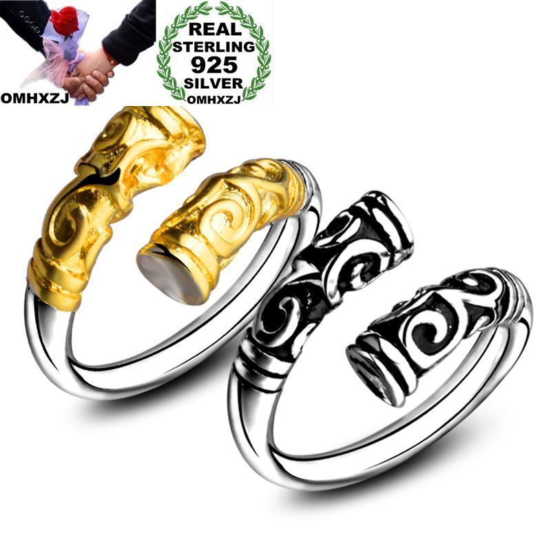 OMHXZJ Wholesale Personality Band Rings Fashion OL Woman Girl Party Gift Engraved Open 925 Sterling Silver 18KT Yellow Gold Ring RN234
OMHXZJ Wholesale Personality Band Rings Fashion OL Woman Girl Party Gift Engraved Open 925 Sterling Silver 18KT Yellow Gold Ring RN234