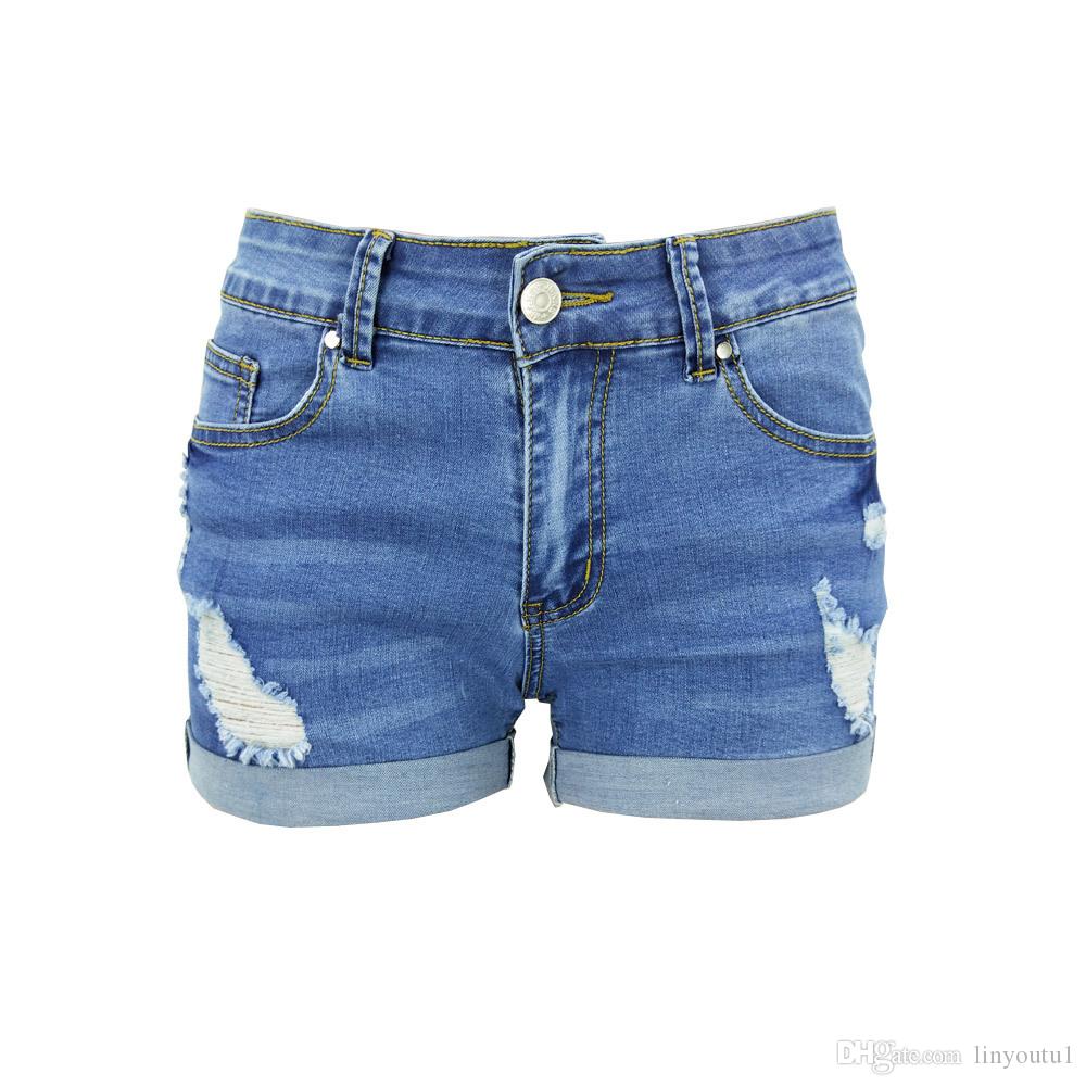 2020 Summer High Waisted Denim Shorts Jeans Women Short Femme Push Up Skinny Slim Denim Shorts