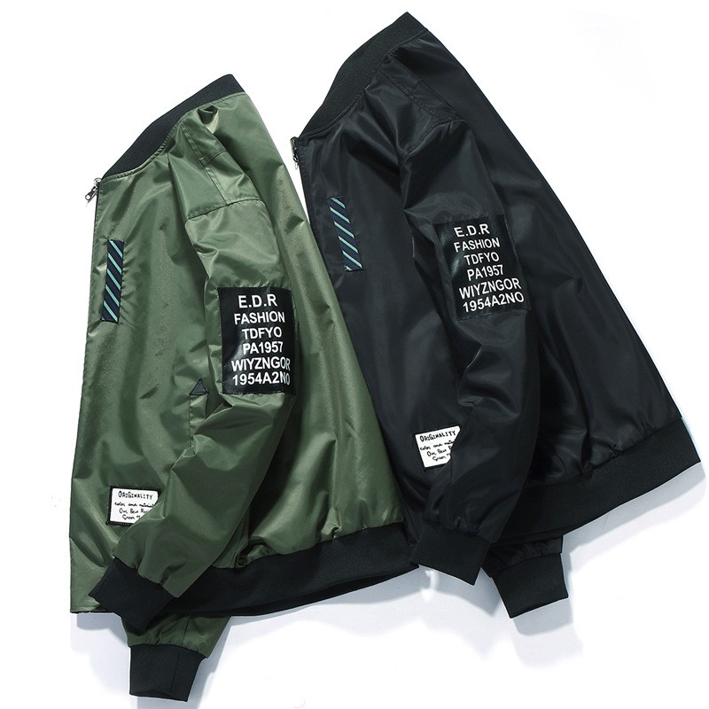 Unisex Reversible Flight Bomber Jacket Light Weight Men Women Two-side Wear Zip-up Pilot Jacket Couple Outwear Wind Breaker