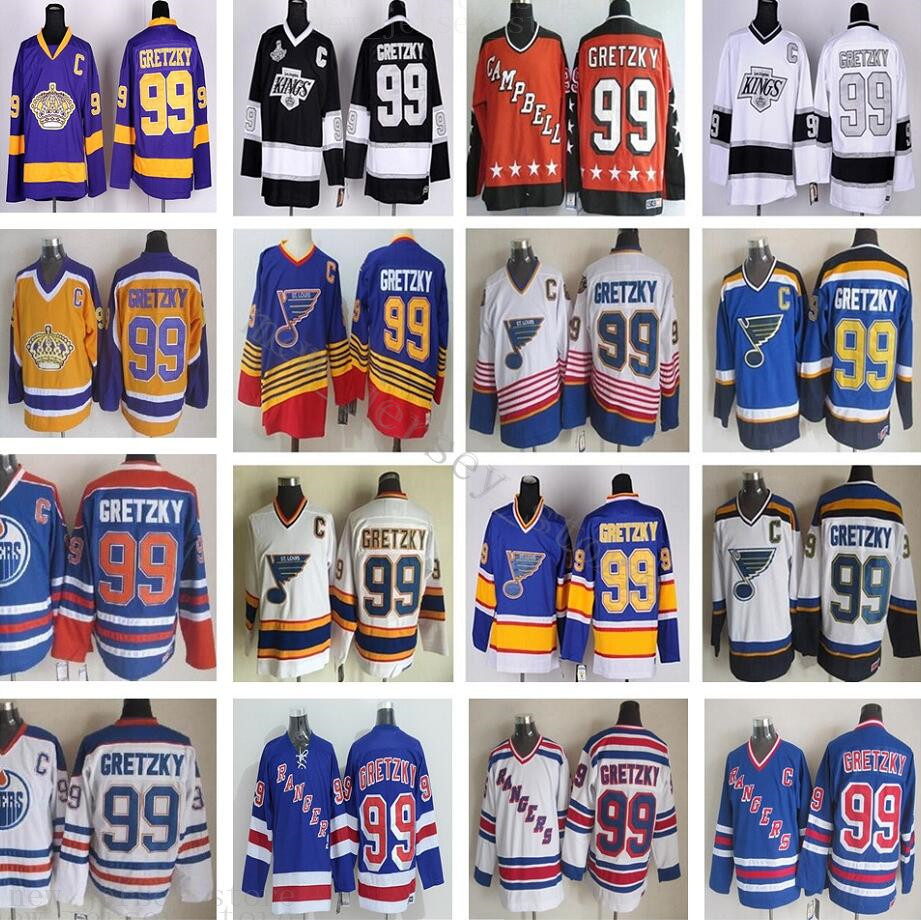 Vintage CCM Stitched Hockey 99 Wayne Gretzky Jerseys Retro Blue White Black Yellow Orange Jersey, Black;red
Vintage CCM Stitched Hockey 99 Wayne Gretzky Jerseys Retro Blue White Black Yellow Orange Jersey, Black;red