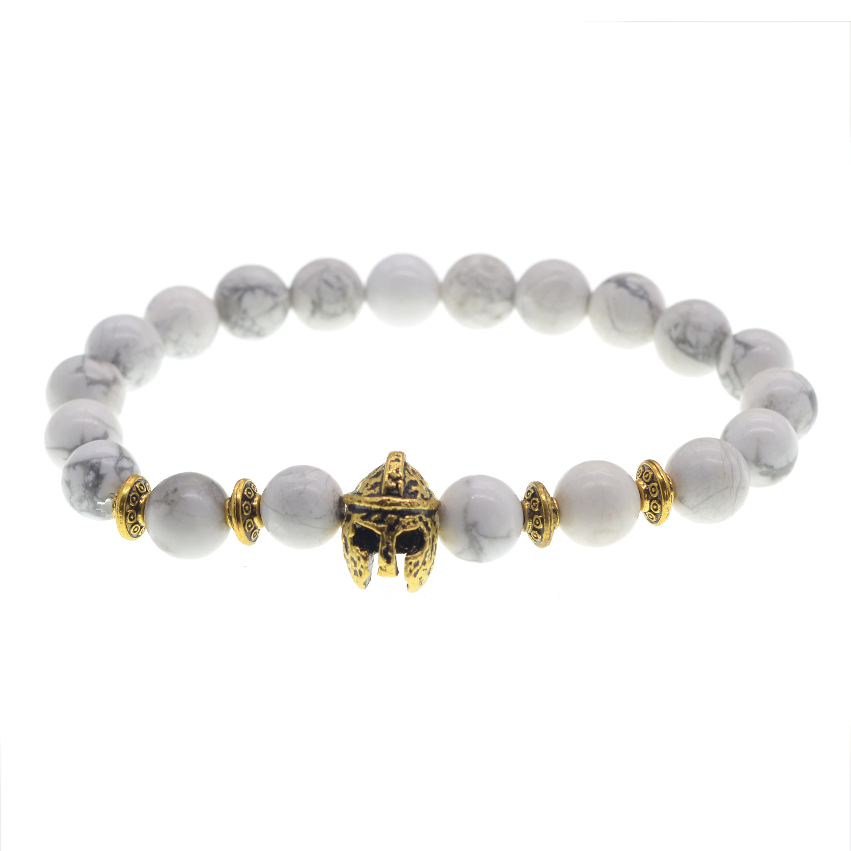 Warrior Bracelet / Helmet Charm Bracelet Natural Stone Bracelet Male Beaded Charm Temperament Birthday Gift