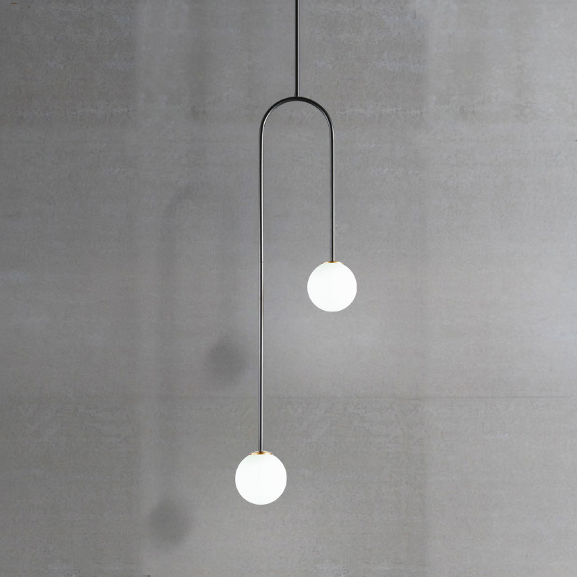 2 Light Minimalism H110-190cm Gold/Black Metal Lustre Led Pendant Lights G9 Luminarias Glass Pendant Lamp Rod Droplight Lamp