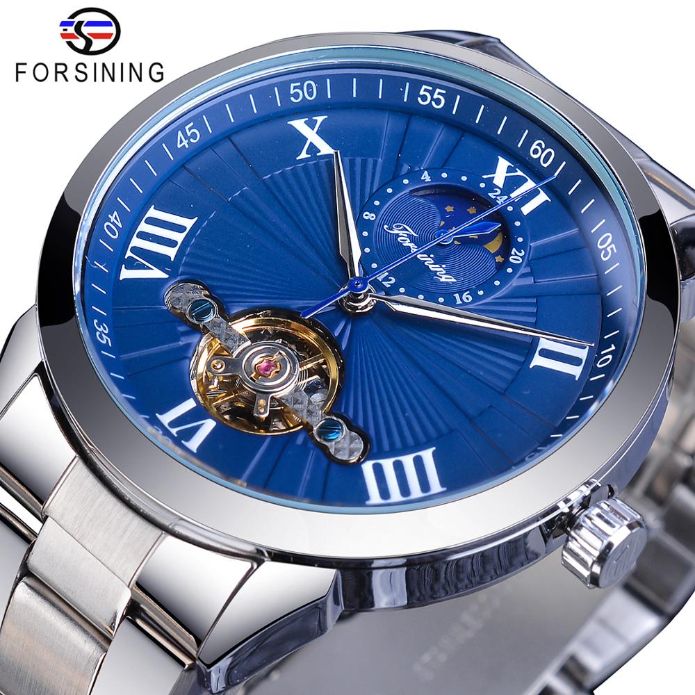 Forsining Blue Fashion Mechanical Watch Male Tourbillon Automatic Moonphase Stainless Steel Analog Watches Reloj hombre Dropship, Slivery;brown
Forsining Blue Fashion Mechanical Watch Male Tourbillon Automatic Moonphase Stainless Steel Analog Watches Reloj hombre Dropship, Slivery;brown