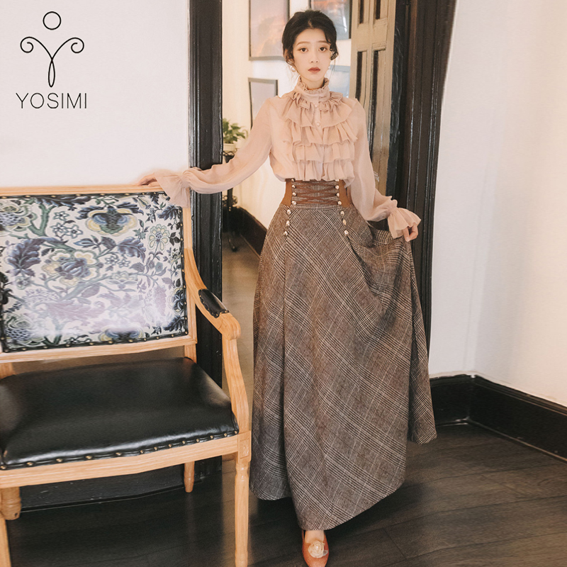 YOSIMI 2020 Autumn Winter Long Sleeve Blouse Top and Woolen Plaid Skirt and Top Set Suit Women Two Piece Outfits Sweater Skirt
YOSIMI 2020 Autumn Winter Long Sleeve Blouse Top and Woolen Plaid Skirt and Top Set Suit Women Two Piece Outfits Sweater Skirt