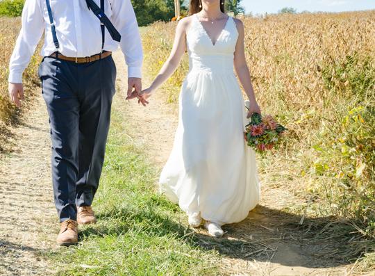 Boho Casual Lace Chiffon Bridal Dresses Beach Behemian Country Style Wedding Gowns V Neck A-Line Vestido De Noiva Low Back 0510