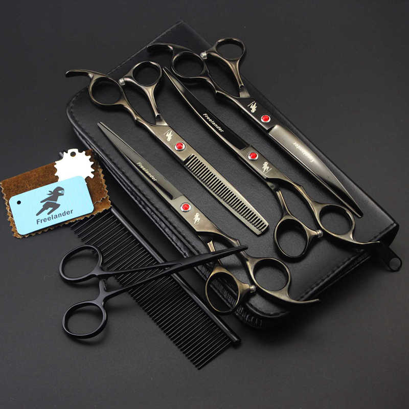 with retail packing poetry kerry/freelander 7.0 inch 6CR 62HRC hair Cutting/thinning scissors kit rainbow/black hair scissors set + comb