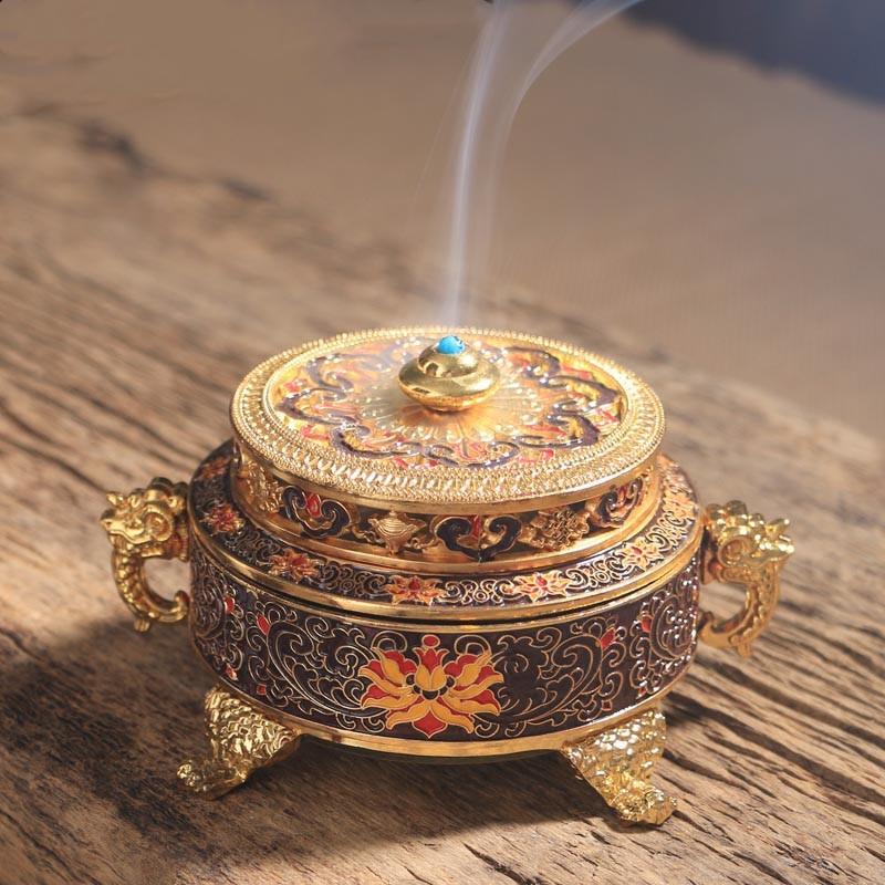 Incense Holders Incense Burner Tibetan Style Painted Enamel Zinc Alloy Coil Incense Holder Home Office Decoration Gift
Incense Holders Incense Burner Tibetan Style Painted Enamel Zinc Alloy Coil Incense Holder Home Office Decoration Gift