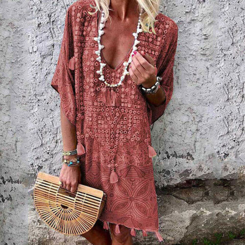 Sexy V-neck Lace Tassel Dresses Women Vintage Print Mini Dress Summer Casual Loose Beach Boho Dress vestidos -3XL, Red
Sexy V-neck Lace Tassel Dresses Women Vintage Print Mini Dress Summer Casual Loose Beach Boho Dress vestidos -3XL, Red