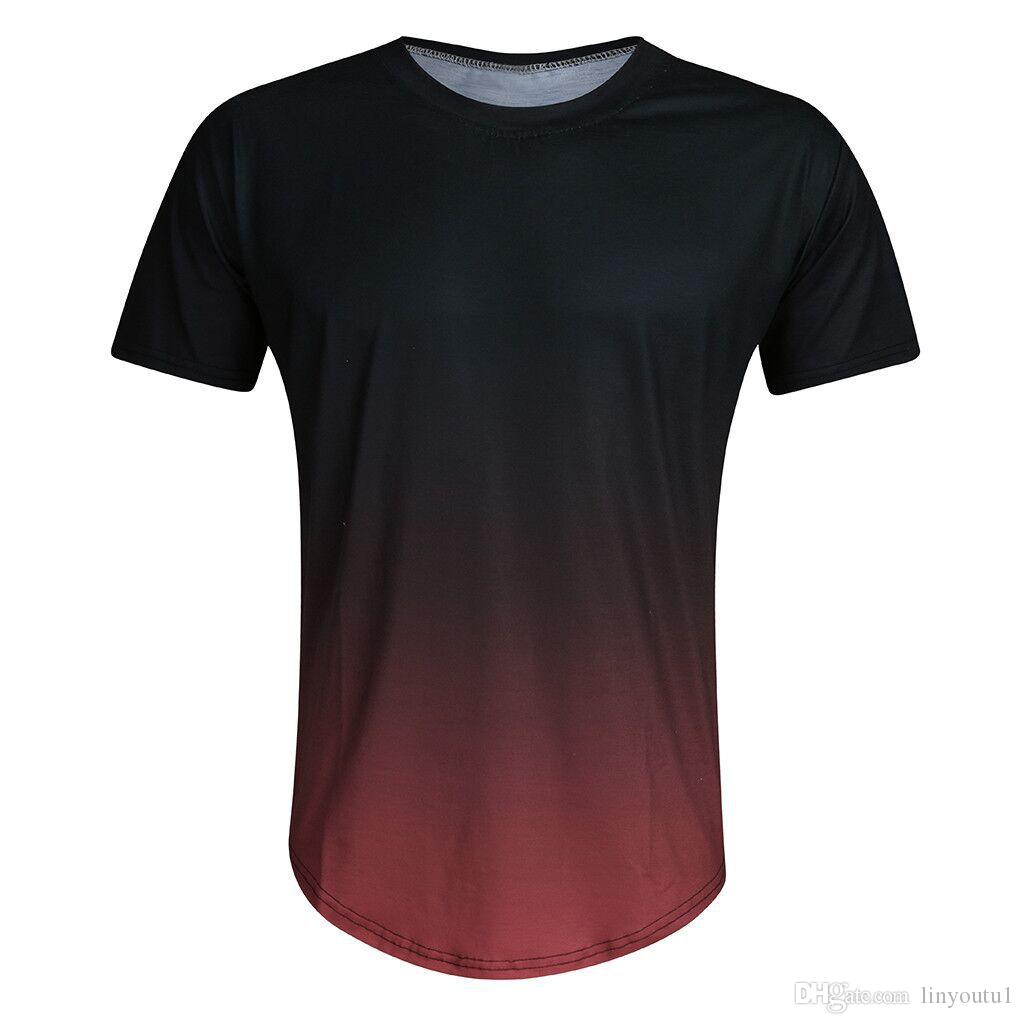 2020 TShirts Men's Summer Slim Fit Casual Gradient Color Large Size Short Sleeve Top Blouse T shirt Men Fashion High Quality