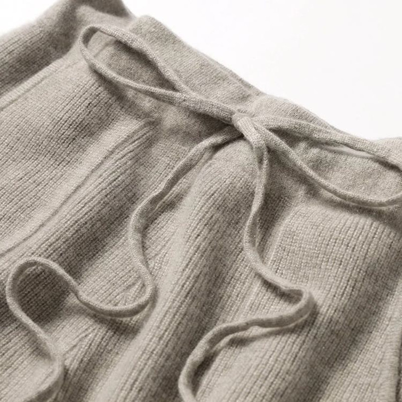 Autumn and winter new soft and comfortable cashmere trousers women's pure knit wide leg pants casual loose wool knit pants women T200113