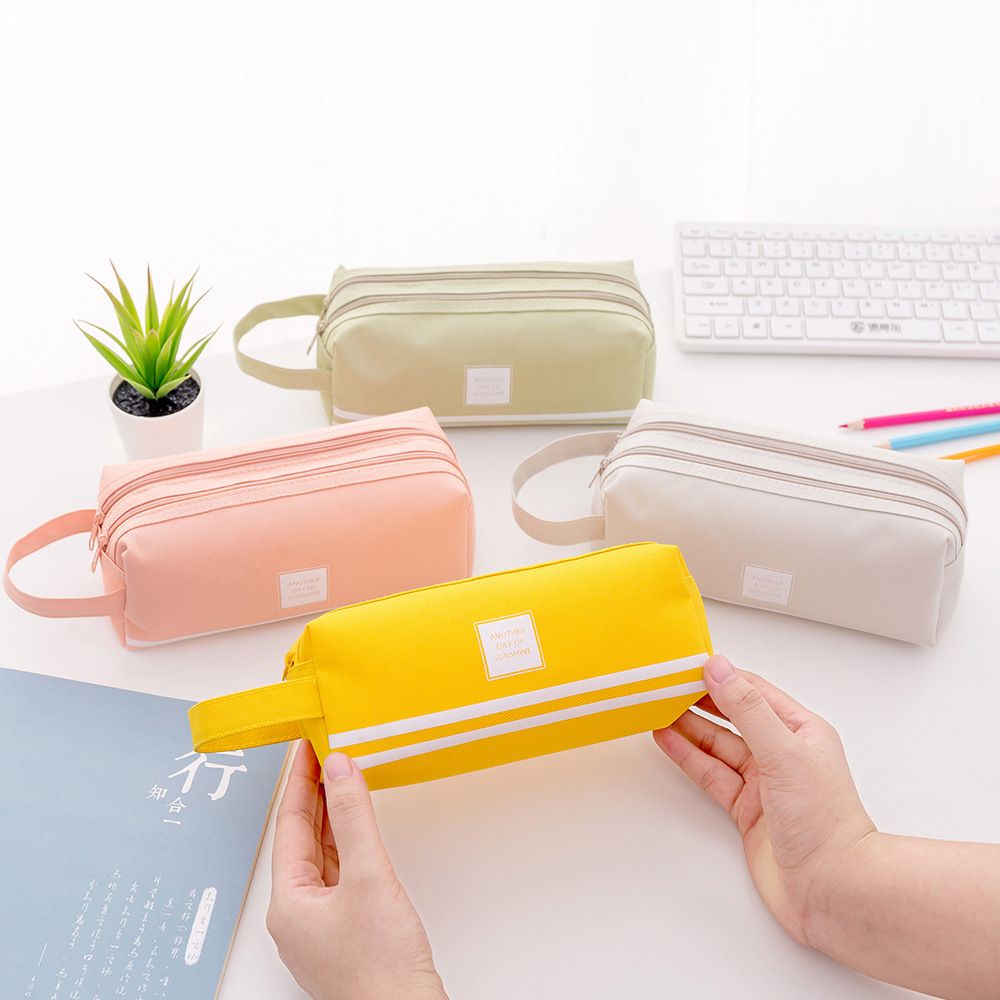 Creative Double Zipper Pencil Case Kawaii Pencilcase Large Capacity Pen Box For Girls Gifts Cute School Bag Stationery Supplies