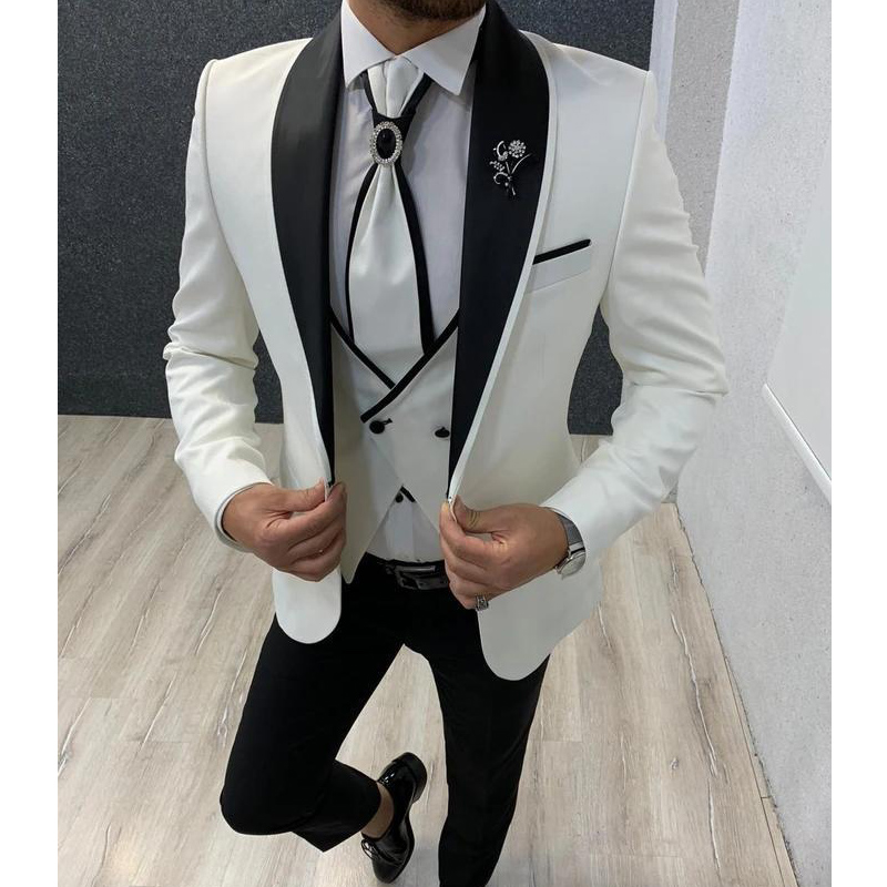 3 piece White Slim fit Men Suits for Wedding Prom Shawl Lapel Formal Groom Tuxedos Man Suit Set Jacket Waistcoat with Pants, Gray
3 piece White Slim fit Men Suits for Wedding Prom Shawl Lapel Formal Groom Tuxedos Man Suit Set Jacket Waistcoat with Pants, Gray