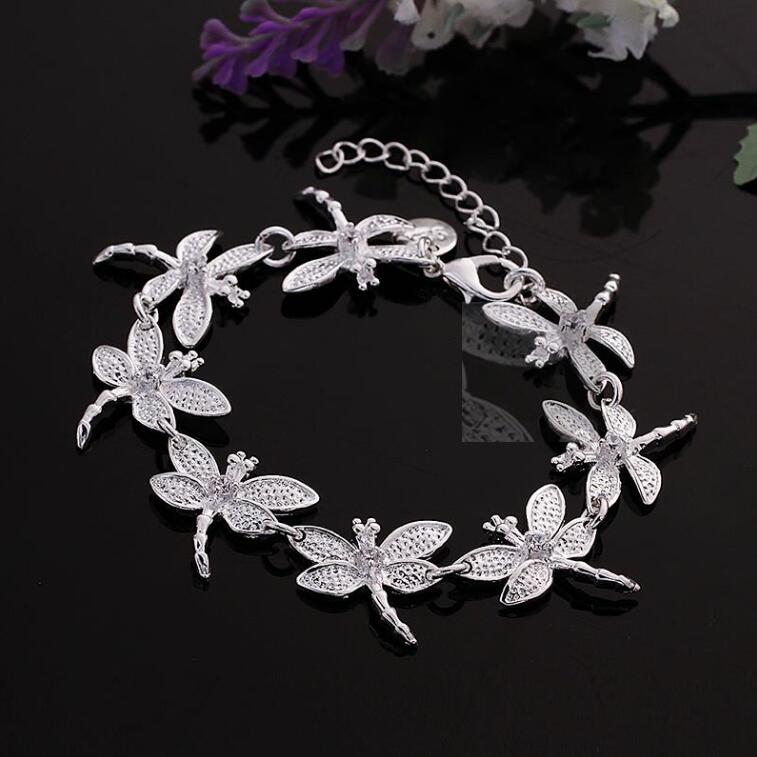 High grade 925 sterling silver Insets Dragonfly Set jewelry sets DFMSS328 Factory direct sale 925 silver necklace bracelet earring ring