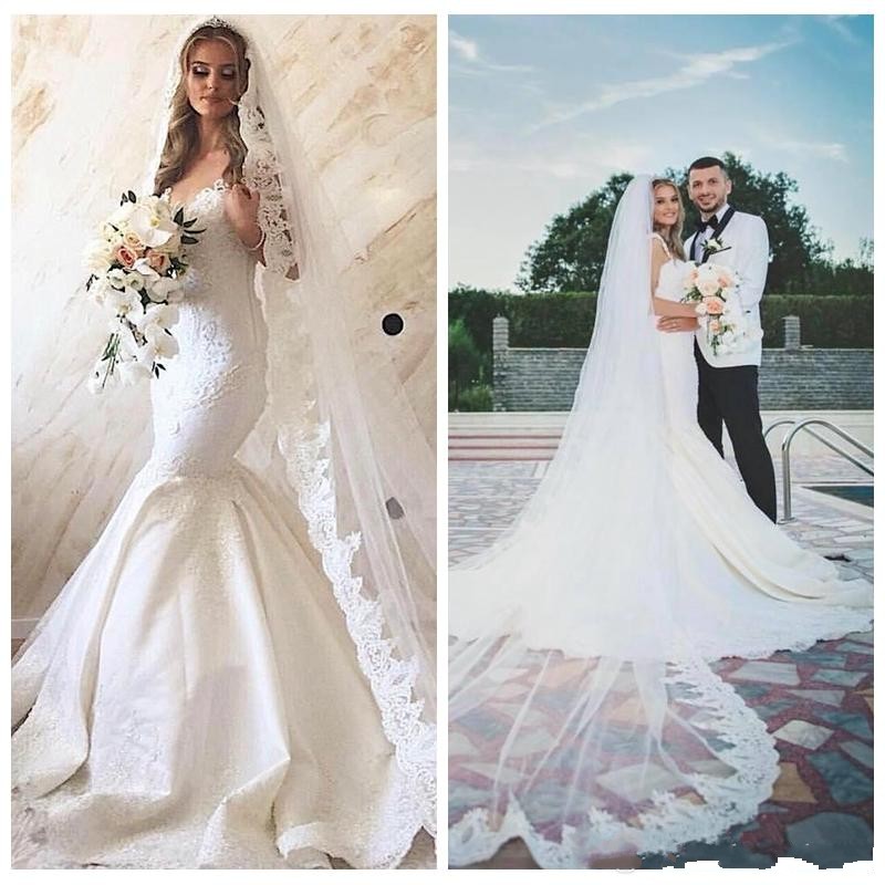 New Sexy Spaghetti Mermaid Wedding Dresses Lace Appliques Sleeveless Open Back Sweep Train Arabic Custom Made Formal Bridal Gowns